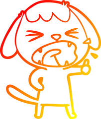 warm gradient line drawing cute cartoon dog barking