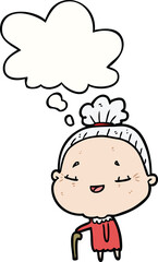 cartoon old lady and thought bubble