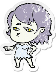 distressed sticker of a cartoon vampire girl