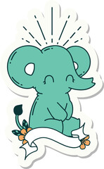 Obraz premium sticker of tattoo style cute elephant