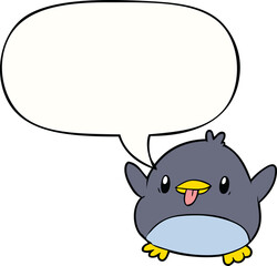 cute cartoon penguin and speech bubble
