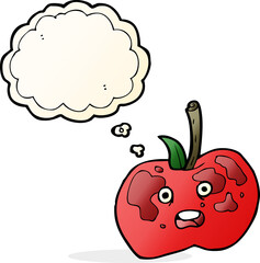 cartoon apple with thought bubble