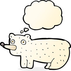 funny cartoon polar bear with thought bubble