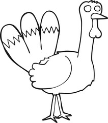 black and white cartoon turkey
