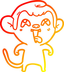 warm gradient line drawing crazy cartoon monkey