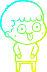 Fototapeta premium cold gradient line drawing cartoon dumb kid