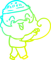 cold gradient line drawing happy bearded man grabbing