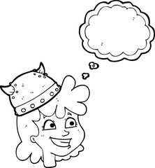 thought bubble cartoon female viking face