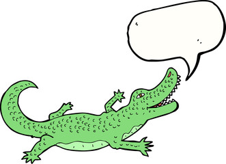 cartoon crocodile with speech bubble