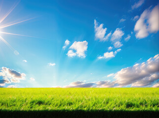 Obraz premium field and blue sky landscape