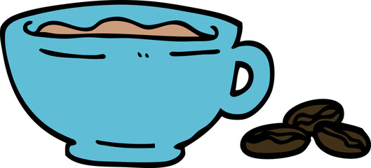 hand drawn doodle style cartoon espresso cup