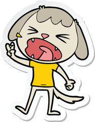 sticker of a cute cartoon dog barking