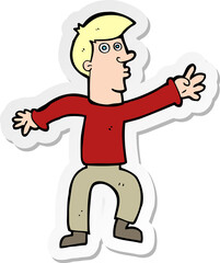 sticker of a cartoon reaching man