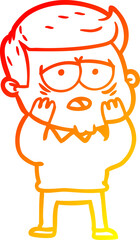 warm gradient line drawing cartoon tired man