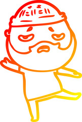 Obraz premium warm gradient line drawing cartoon worried man with beard