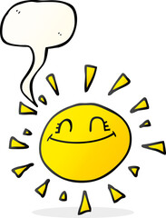 happy speech bubble cartoon sun