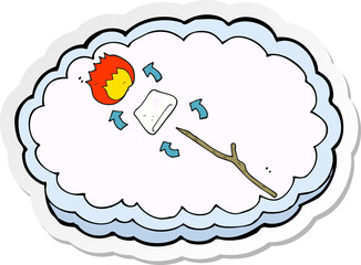 sticker of a cartoon toasted marshmallow process