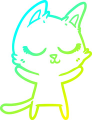 cold gradient line drawing calm cartoon cat
