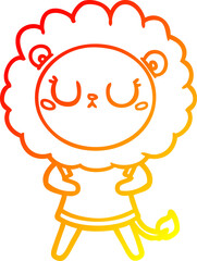 warm gradient line drawing cartoon lion