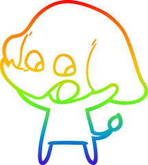 Obraz premium rainbow gradient line drawing cute cartoon elephant