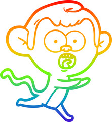 Obraz premium rainbow gradient line drawing cartoon shocked monkey