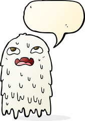 gross cartoon ghost with speech bubble