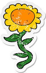 distressed sticker of a cartoon sunflower