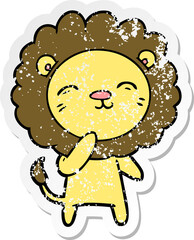 distressed sticker of a cartoon lion