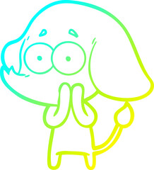cold gradient line drawing cartoon unsure elephant