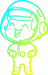 cold gradient line drawing happy cartoon astronaut