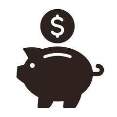 Piggy bank with dollar coin. Savings symbol