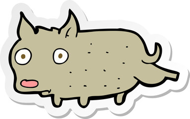 sticker of a cartoon little dog cocking leg