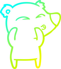 cold gradient line drawing cartoon whistling bear