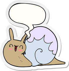 cute cartoon snail and speech bubble sticker