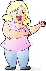 cartoon happy fat woman