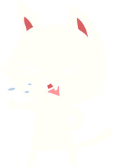 flat color style cartoon cat hissing