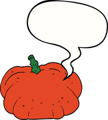 cartoon pumpkin and speech bubble