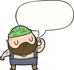cartoon tough fisherman and speech bubble