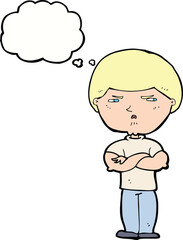cartoon grumpy man with thought bubble