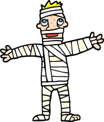 comic book style cartoon man in bandages
