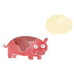 cartoon pig with thought bubble