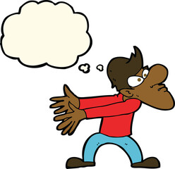 cartoon annoyed man gesturing with thought bubble