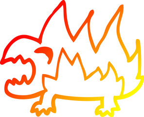 warm gradient line drawing cartoon fire demon