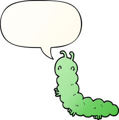 cartoon caterpillar and speech bubble in smooth gradient style