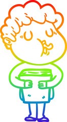 rainbow gradient line drawing cartoon man singing