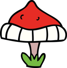 cartoon doodle of a single toadstool
