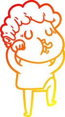 warm gradient line drawing cartoon man singing