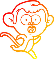 warm gradient line drawing cartoon shocked monkey