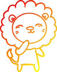 warm gradient line drawing cartoon lion