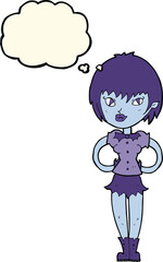 cartoon pretty vampire girl with thought bubble